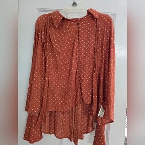 Free people New world dotted blouse